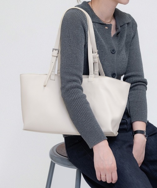 enlit(エンリット)の「【 enlit 】 ワイドシルエット トートバッグ(トートバッグ・レディース・アイボリー/ブラック/ベージュ・FREE)」の2枚目の写真