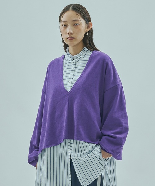 ROSE BUD(ローズバッド)の「V-NECK SWEATSHIRT(スウェット・レディース・グレー/オフホワイト/パープル・ONE SIZE)」の18枚目の写真
