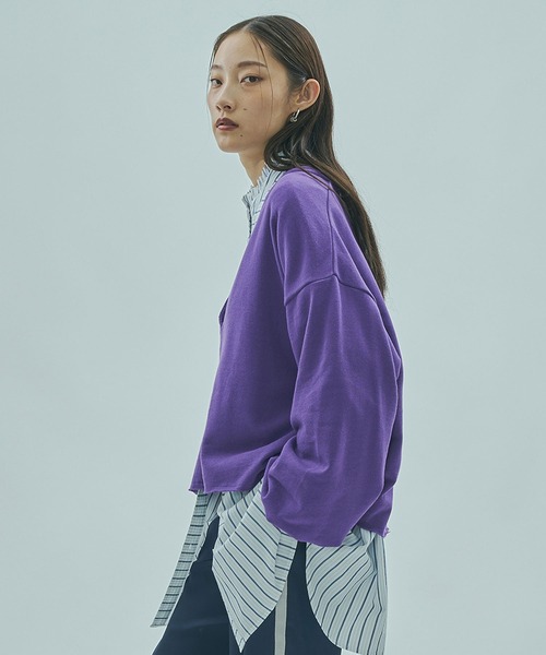 ROSE BUD(ローズバッド)の「V-NECK SWEATSHIRT(スウェット・レディース・グレー/オフホワイト/パープル・ONE SIZE)」の19枚目の写真