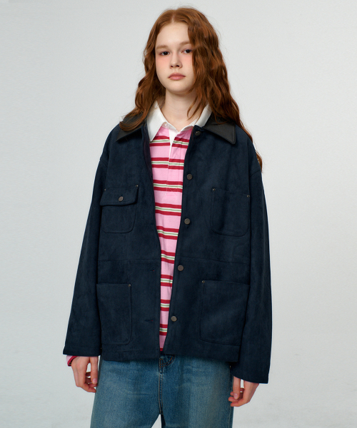 インシュスエードワークジャケット_ネイビー