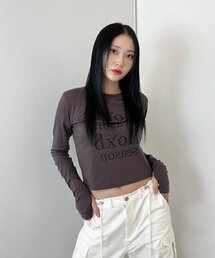ロゴシーズンセミウォーマークロップT [チャコール]