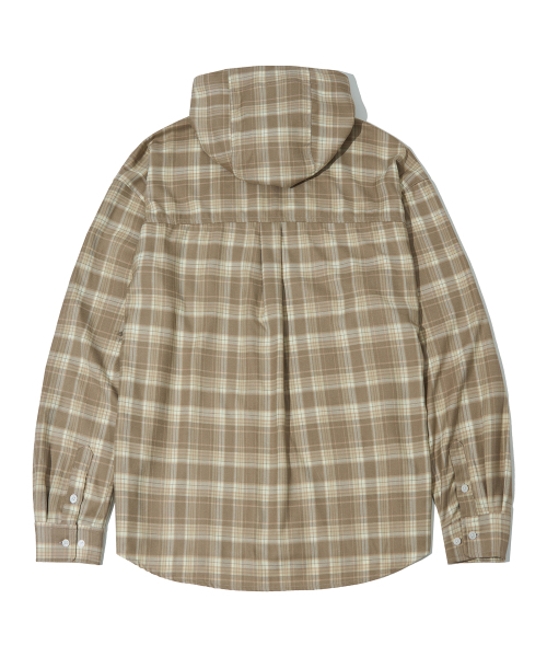 SECONDMONO（セカンドモノローグ）の「オーバーサイズチェックフードシャツ [ベージュ]_SESH012BEIGE（シャツ/ブラウス・レディース・その他・SMALL/MEDIUM/LARGE）」の3枚目の写真