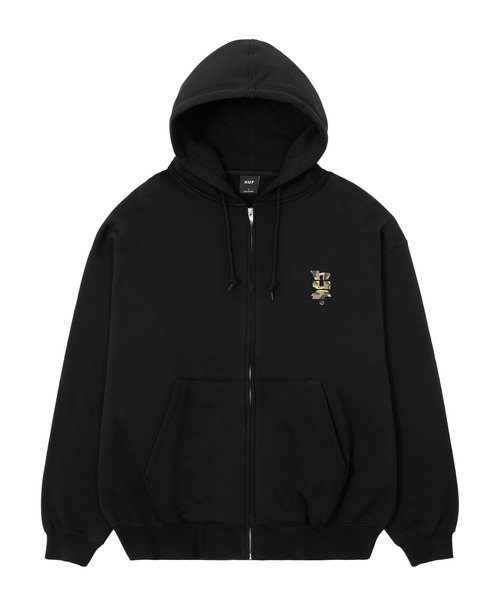 HUF（ハフ）の「MEGABLAST CAMO FULL ZIP HOODIE（パーカー・メンズ・ブラック/アッシュ・S/M/L/XL/XXL）」の5枚目の写真