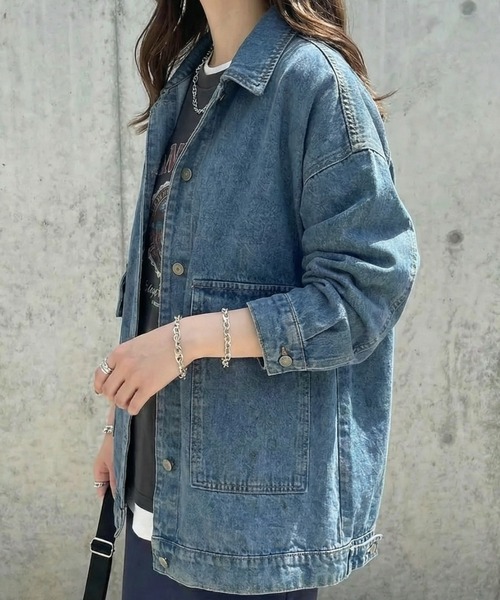 cammie（キャミー）の「ルーズデニムジャケット（デニムジャケット・レディース・ブルー/ダークアッシュ・M/L）」の8枚目の写真