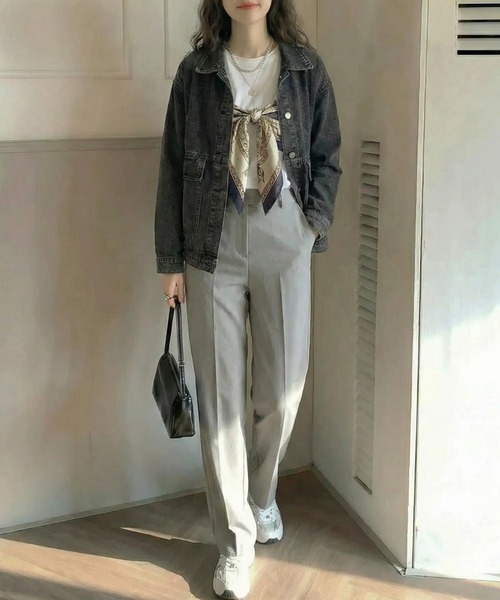 cammie（キャミー）の「ルーズデニムジャケット（デニムジャケット・レディース・ブルー/ダークアッシュ・M/L）」の5枚目の写真