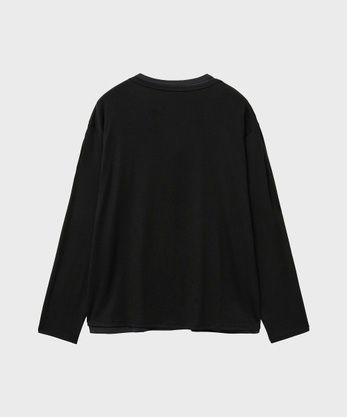 NOIRER(ノイア)の「レイヤードヘンリーネックロングスリーブTシャツ(ブラックネイビー)(Tシャツ/カットソー・メンズ・その他・48/50/52)」の7枚目の写真