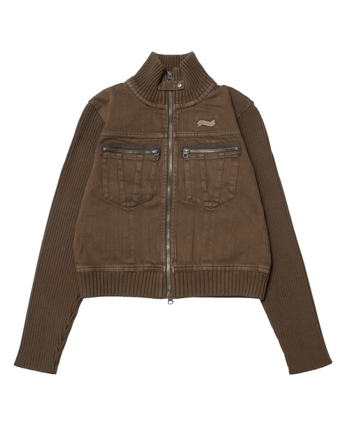 X-girl（エックスガール）の「FADED RIBBED SLEEVE JACKET（ブルゾン