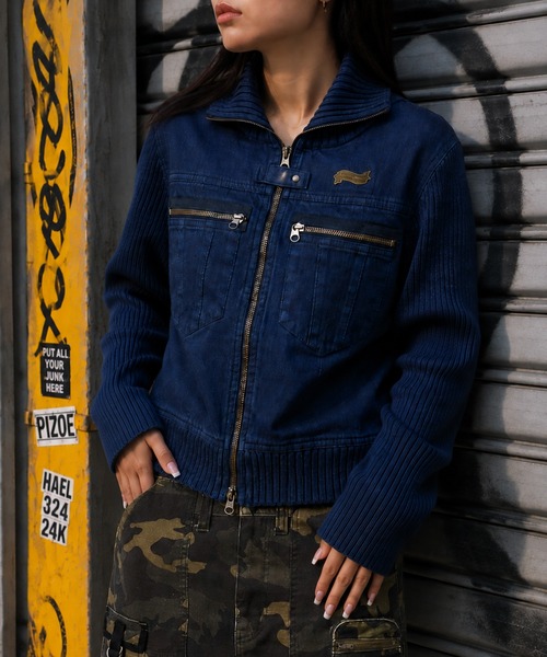 X-girl(エックスガール)の「FADED RIBBED SLEEVE JACKET(ブルゾン・レディース・ブラック/ブラウン/ネイビー・S/M)」の22枚目の写真