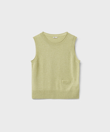 w. Pauline Rolled Knit Vest (Moss Green)