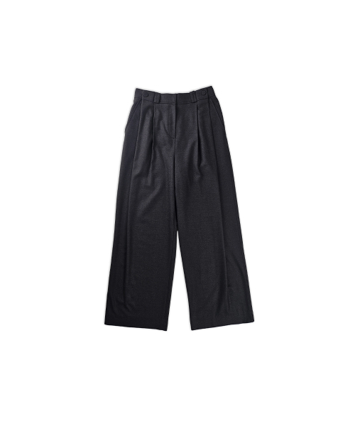320SHOWROOM(320ショールーム)の「Wool Blend Side Button Pintuck Elastic Pants Charcoal(スラックス・レディース・チャコール・SMALL)」の4枚目の写真