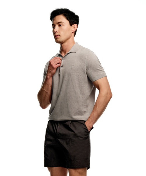 SOLEW(ソル)の「ポロピケ半袖ニット_グレー(ポロシャツ・メンズ・その他・SMALL/MEDIUM/LARGE/X-LARGE)」の3枚目の写真
