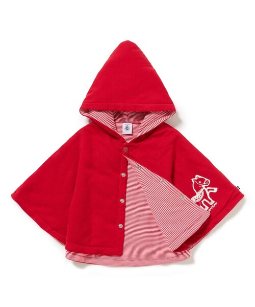 PETIT BATEAU（プチバトー）の「ケープ（ポンチョ・キッズ・レッド・ONE SIZE）」の2枚目の写真