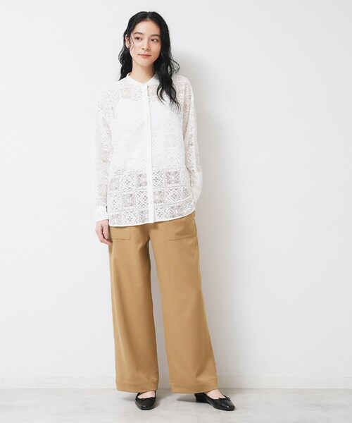 Dessin（デッサン）の「【ウエストゴム/洗える】ツイルセミワイドパンツ（その他パンツ・レディース・キャメル/ブラック・03/02/01/00）」の17枚目の写真