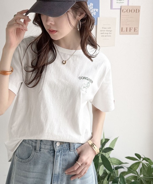 Java(ジャバ)の「《JaVa ジャバコラボ》大人の遊び心をプラス。綿100%オオカミ刺繍Tシャツ(半袖)(Tシャツ/カットソー・レディース・オフホワイト/ブラウン/ブラック/オートミール/その他1・X-LARGE/SMALL/MEDIUM/LARGE)」の9枚目の写真