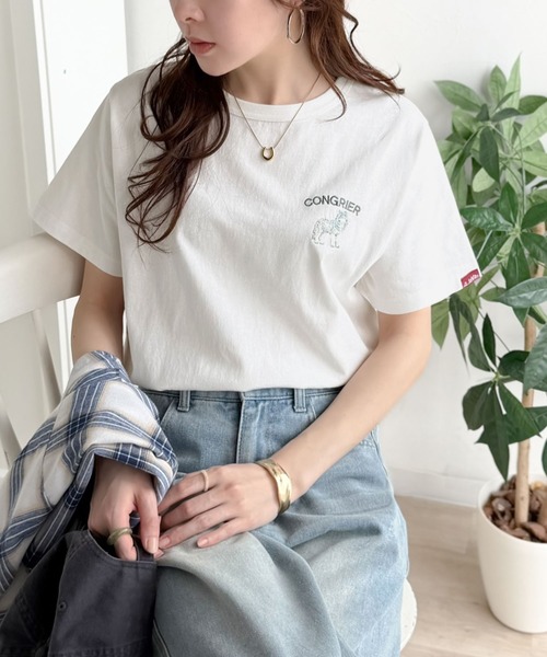 Java(ジャバ)の「《JaVa ジャバコラボ》大人の遊び心をプラス。綿100%オオカミ刺繍Tシャツ(半袖)(Tシャツ/カットソー・レディース・オフホワイト/ブラウン/ブラック/オートミール/その他1・X-LARGE/SMALL/MEDIUM/LARGE)」の8枚目の写真
