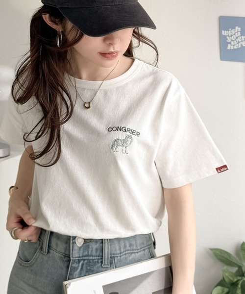 Java(ジャバ)の「《JaVa ジャバコラボ》大人の遊び心をプラス。綿100%オオカミ刺繍Tシャツ(半袖)(Tシャツ/カットソー・レディース・オフホワイト/ブラウン/ブラック/オートミール/その他1・X-LARGE/SMALL/MEDIUM/LARGE)」の10枚目の写真