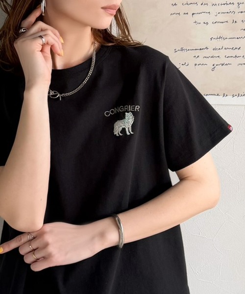 Java(ジャバ)の「《JaVa ジャバコラボ》大人の遊び心をプラス。綿100%オオカミ刺繍Tシャツ(半袖)(Tシャツ/カットソー・レディース・オフホワイト/ブラウン/ブラック/オートミール/その他1・X-LARGE/SMALL/MEDIUM/LARGE)」の14枚目の写真