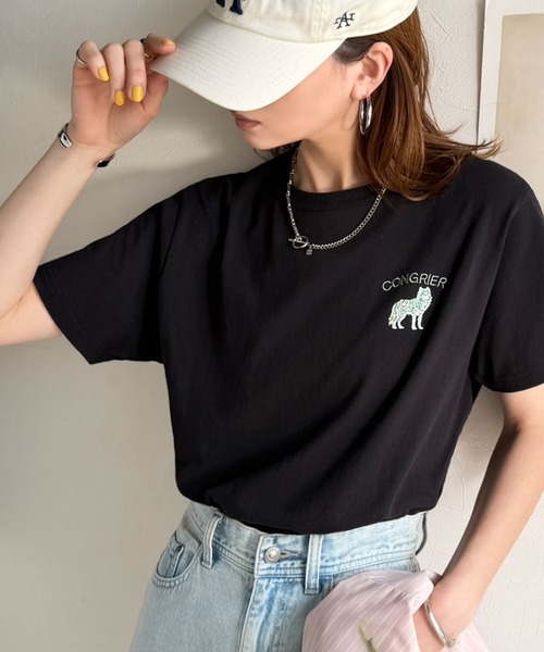 Java(ジャバ)の「《JaVa ジャバコラボ》大人の遊び心をプラス。綿100%オオカミ刺繍Tシャツ(半袖)(Tシャツ/カットソー・レディース・オフホワイト/ブラウン/ブラック/オートミール/その他1・X-LARGE/SMALL/MEDIUM/LARGE)」の15枚目の写真