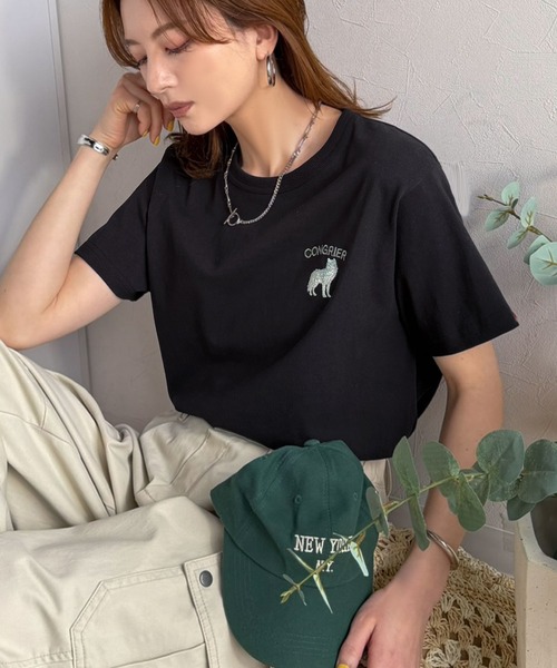 Java(ジャバ)の「《JaVa ジャバコラボ》大人の遊び心をプラス。綿100%オオカミ刺繍Tシャツ(半袖)(Tシャツ/カットソー・レディース・オフホワイト/ブラウン/ブラック/オートミール/その他1・X-LARGE/SMALL/MEDIUM/LARGE)」の18枚目の写真