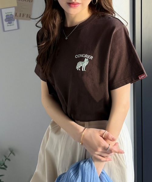 Java(ジャバ)の「《JaVa ジャバコラボ》大人の遊び心をプラス。綿100%オオカミ刺繍Tシャツ(半袖)(Tシャツ/カットソー・レディース・オフホワイト/ブラウン/ブラック/オートミール/その他1・X-LARGE/SMALL/MEDIUM/LARGE)」の20枚目の写真