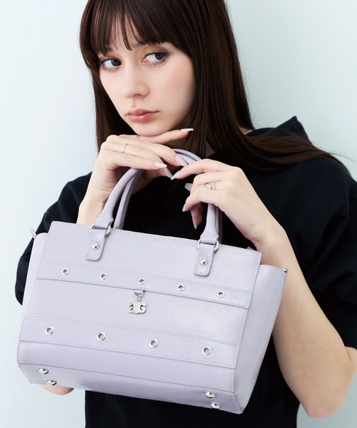 GYDA(ジェイダ)の「GYDA(ジェイダ)2WAYハンドバッグ ショルダーバッグ GY-B435 ダブルベルト(ハンドバッグ・レディース・アイボリー/パープル/ブラック・FREE)」の1枚目の写真