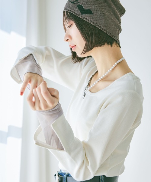 PAGEBOY（ページボーイ）の「ヴィンテージテレコレイヤードスリーブ【前後２WAY仕様】（Tシャツ/カットソー・レディース・オフホワイト/チャコール/ホワイト系その他/イエロー・FREE）」の21枚目の写真