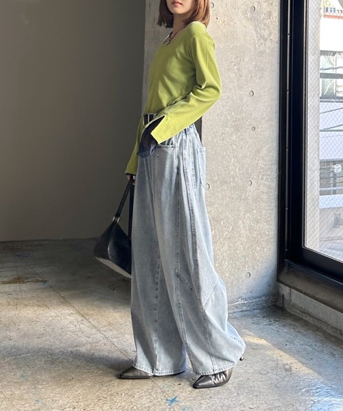 PAGEBOY（ページボーイ）の「ヴィンテージテレコレイヤードスリーブ【前後２WAY仕様】（Tシャツ/カットソー・レディース・オフホワイト/チャコール/ホワイト系その他/イエロー・FREE）」の18枚目の写真