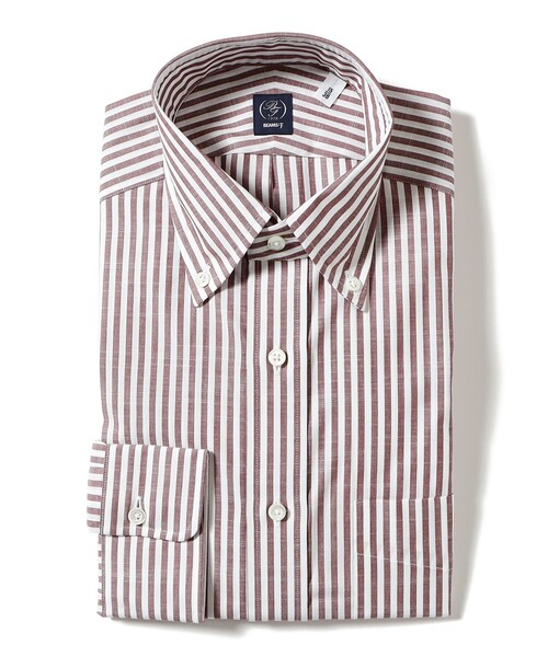 BEAMS F(ビームスエフ)の「コットン ロンドンストライプ ボタンダウン シャツ(シャツ/ブラウス・メンズ・レッド系その他5・37/38/39/40/41)」の2枚目の写真