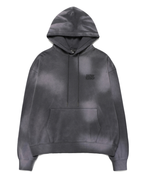 Mini Logo Dyed Hoodie — washed charcoal — худи с мини‑логотипом, выцветший тёмно‑серый