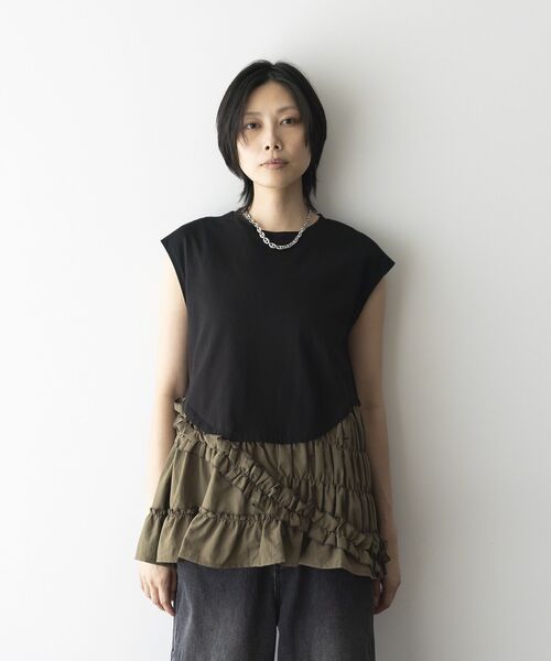 GARAGE OF GOOD CLOTHING（ガレージオブグッドクロージング）の「フリルデザインドッキングプルオーバー（Tシャツ/カットソー・レディース・ホワイト/ブラック/モカ・FREE）」の20枚目の写真