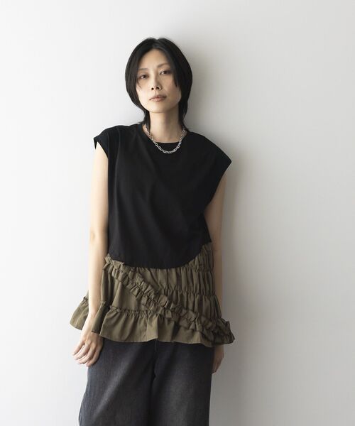 GARAGE OF GOOD CLOTHING（ガレージオブグッドクロージング）の「フリルデザインドッキングプルオーバー（Tシャツ/カットソー・レディース・ホワイト/ブラック/モカ・FREE）」の22枚目の写真