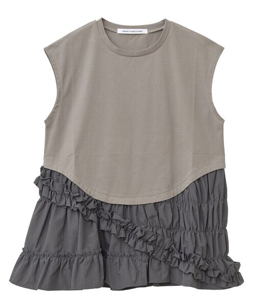 GARAGE OF GOOD CLOTHING（ガレージオブグッドクロージング）の「フリルデザインドッキングプルオーバー（Tシャツ/カットソー・レディース・ホワイト/ブラック/モカ・FREE）」の4枚目の写真