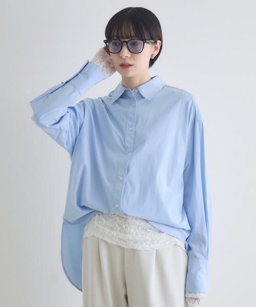 Paradise Picnic（パラダイスピクニック）の「cloche タックイン風カラーシャツ（シャツ/ブラウス・レディース・ブルー/ホワイト/イエロー・FREE）」の3枚目の写真