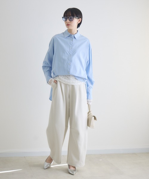 Paradise Picnic（パラダイスピクニック）の「cloche タックイン風カラーシャツ（シャツ/ブラウス・レディース・ブルー/ホワイト/イエロー・FREE）」の18枚目の写真