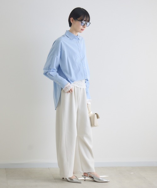 Paradise Picnic（パラダイスピクニック）の「cloche タックイン風カラーシャツ（シャツ/ブラウス・レディース・ブルー/ホワイト/イエロー・FREE）」の19枚目の写真