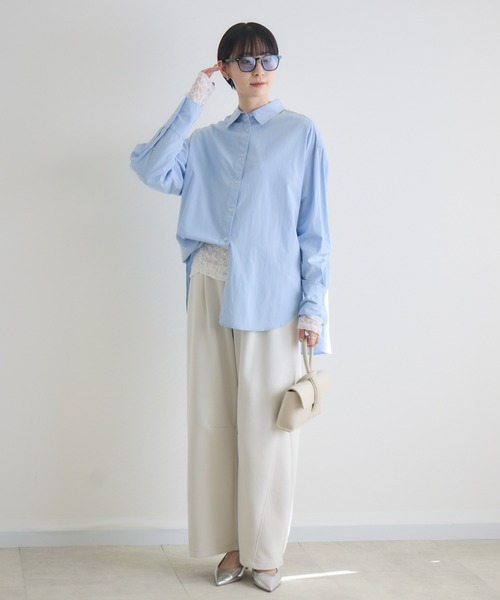 Paradise Picnic（パラダイスピクニック）の「cloche タックイン風カラーシャツ（シャツ/ブラウス・レディース・ブルー/ホワイト/イエロー・FREE）」の20枚目の写真