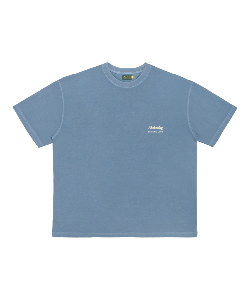 SATURDAY LEISURE CLUB(サタデーレジャークラブ)の「Pigment Dyed T-shirt(Unisex) / Small S.L.C Logo - Sky Blue(Tシャツ/カットソー・レディース・その他・M/L)」の1枚目の写真