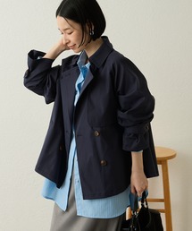 【Aunely】奥ゆかしぃルエット 撥水 ショート トレンチ コート/ 静電防止 & マシンウォッシュ<YOSOOIシリーズ>