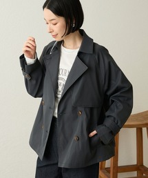 【Aunely】奥ゆかしぃルエット 撥水 ショート トレンチ コート/ 静電防止 & マシンウォッシュ<YOSOOIシリーズ>