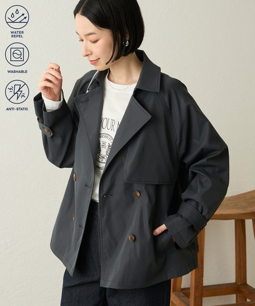 Aunely(オーネリー)の「【Aunely】奥ゆかしぃルエット 撥水 ショート トレンチ コート/ 静電防止 & マシンウォッシュ<YOSOOIシリーズ>(トレンチコート・レディース・ベージュ/チャコールグレー/ネイビー・M/L)」の16枚目の写真