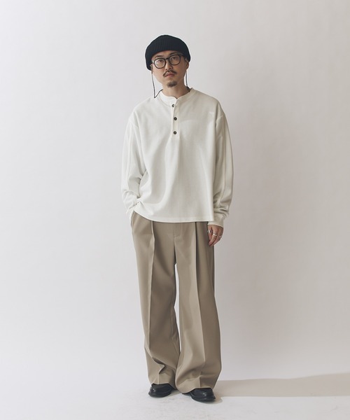 Lui's（ルイス）の「鹿の子ヘンリーネックプルオーバー（Tシャツ/カットソー・メンズ・ネイビー/ホワイト/ブラック・FREE）」の14枚目の写真