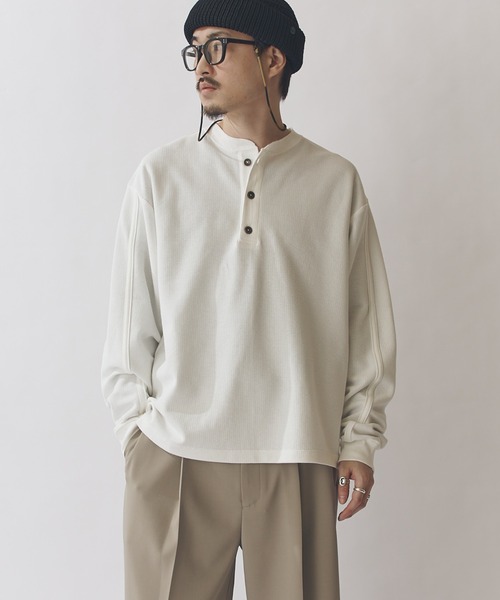 Lui's（ルイス）の「鹿の子ヘンリーネックプルオーバー（Tシャツ/カットソー・メンズ・ネイビー/ホワイト/ブラック・FREE）」の10枚目の写真