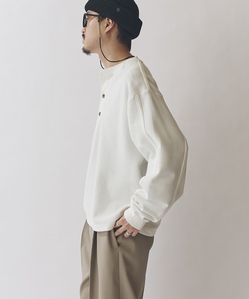 Lui's（ルイス）の「鹿の子ヘンリーネックプルオーバー（Tシャツ/カットソー・メンズ・ネイビー/ホワイト/ブラック・FREE）」の12枚目の写真