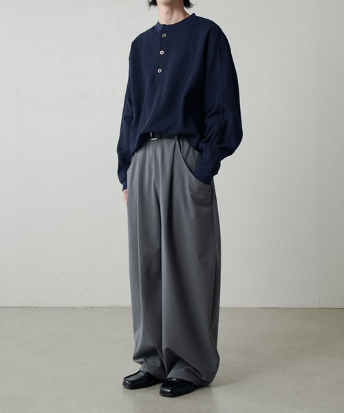 Lui's（ルイス）の「鹿の子ヘンリーネックプルオーバー（Tシャツ/カットソー・メンズ・ネイビー/ホワイト/ブラック・FREE）」の9枚目の写真