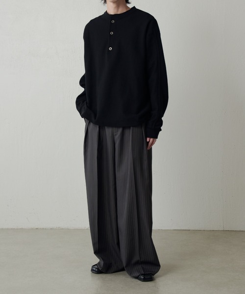 Lui's（ルイス）の「鹿の子ヘンリーネックプルオーバー（Tシャツ/カットソー・メンズ・ネイビー/ホワイト/ブラック・FREE）」の5枚目の写真