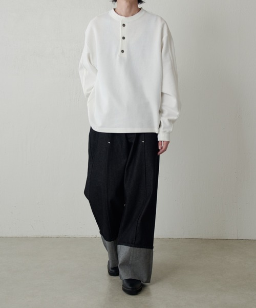 Lui's（ルイス）の「鹿の子ヘンリーネックプルオーバー（Tシャツ/カットソー・メンズ・ネイビー/ホワイト/ブラック・FREE）」の8枚目の写真