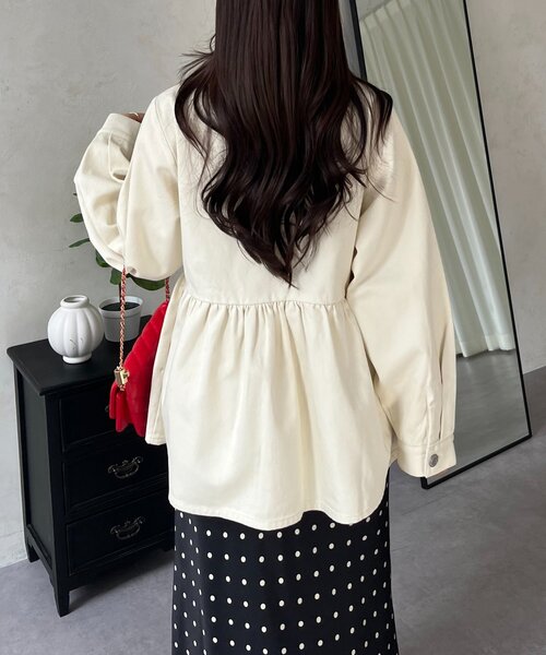 prose verse（プロズヴェール）の「ペプラムツイルジャケット（ブルゾン・レディース・アイボリー/ピンク・LARGE/MEDIUM）」の7枚目の写真