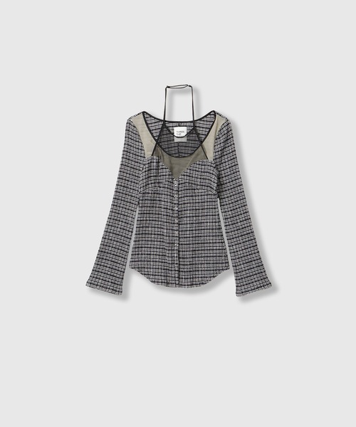 THINGS THAT MATTER(シングス ザット マター)の「CHAOS BUSTIER TOPS / カオス ビスチェ トップス(シャツ/ブラウス・レディース・ブラック/ボルドー/ブラック×ホワイト/ブラック×ベージュ/モスグリーン・FREE)」の4枚目の写真