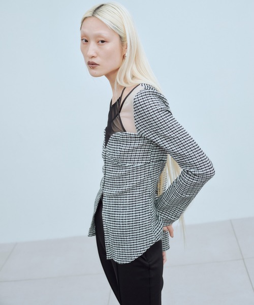 THINGS THAT MATTER（シングス ザット マター）の「CHAOS BUSTIER TOPS / カオス ビスチェ トップス（シャツ/ブラウス・レディース・ブラック/ボルドー/ブラック×ホワイト・FREE）」の9枚目の写真