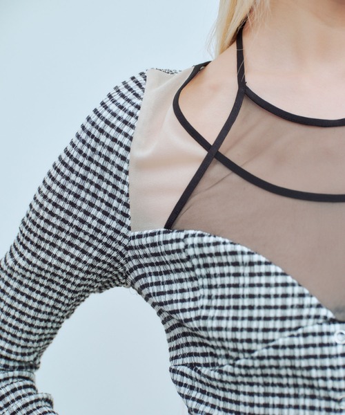 THINGS THAT MATTER（シングス ザット マター）の「CHAOS BUSTIER TOPS / カオス ビスチェ トップス（シャツ/ブラウス・レディース・ブラック/ボルドー/ブラック×ホワイト・FREE）」の10枚目の写真